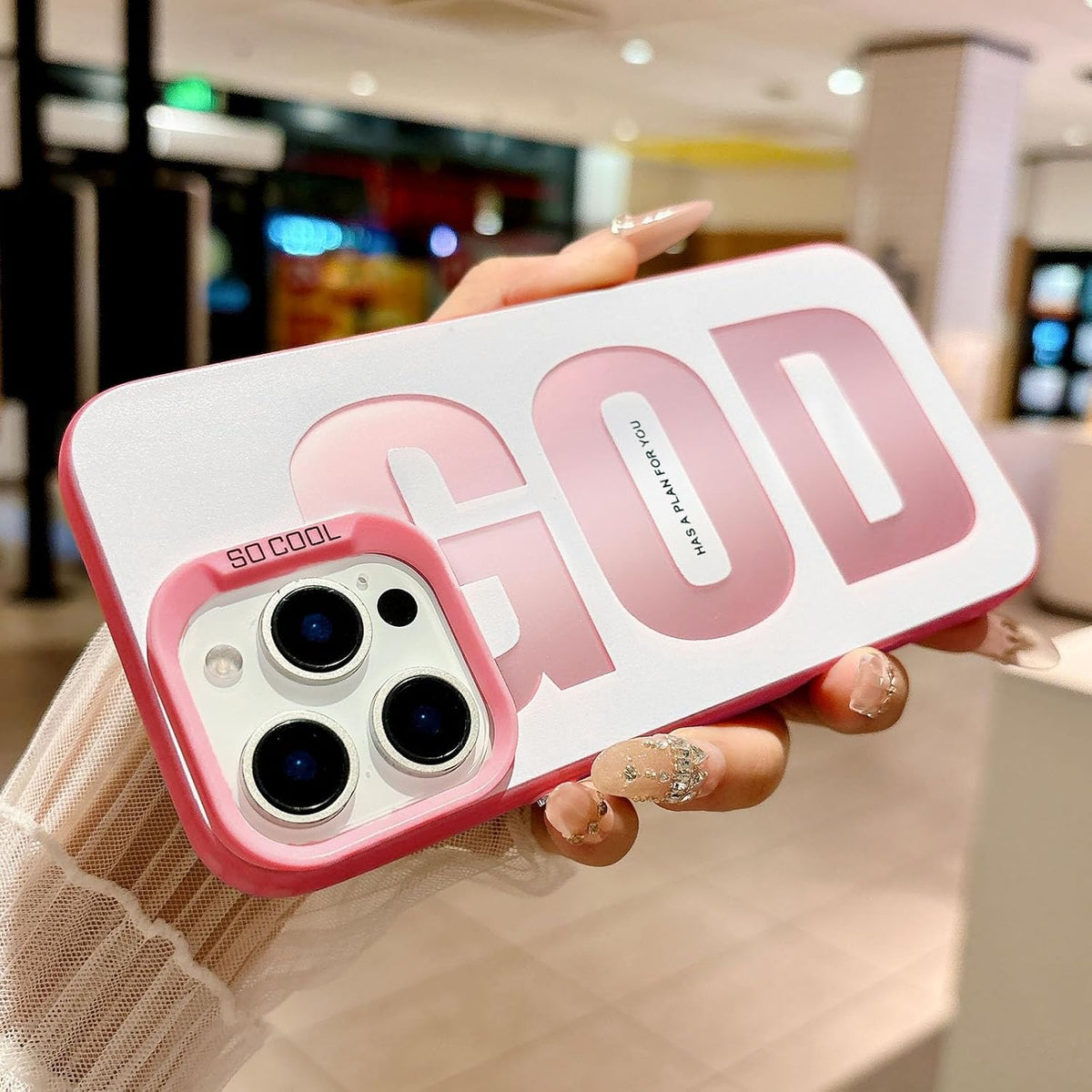 HYUEKOKO Funda God Has A Plan for You para iPhone 14 Pro Max | Estampado de Letras Estético | TPU Suave Antigolpes Slim | Rosa