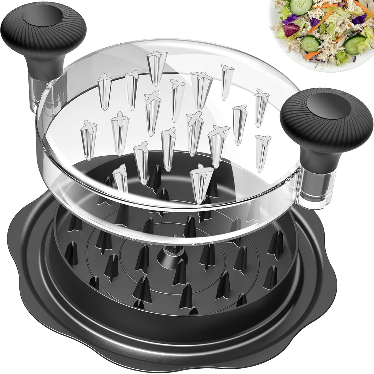 Ukeetap Triturador de Pollo Pro de 10 Pulgadas | Deshebrador de Carne Sin BPA, Base Antideslizante y Mango Ergonomico, Negro
