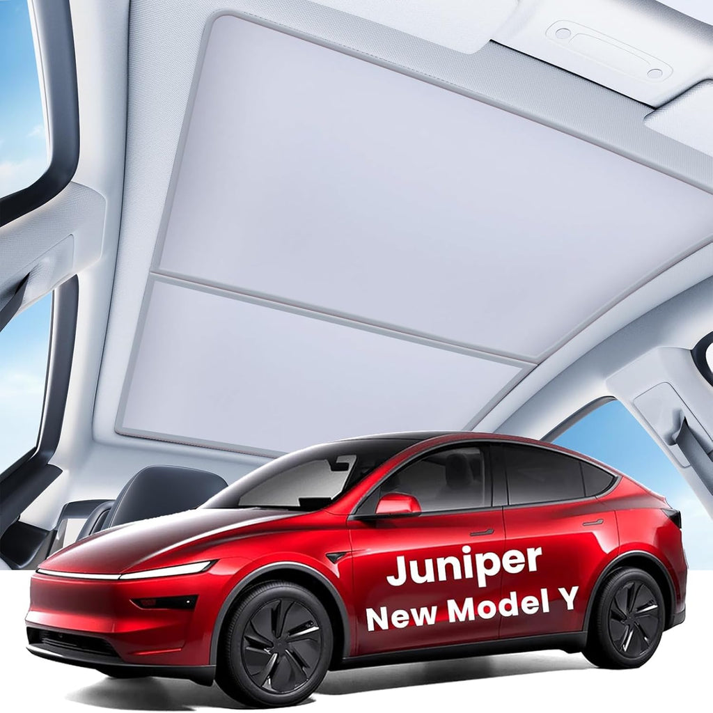Parasol para Techo Tesla Model Y Juniper 2025-2026 | Nanocristal, Aislante Térmico, Plegable, Gris Interior, Anti-UV