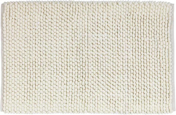 Alfombra de baño WENKO Urdu, poliéster, textura suave y lujosa, accesorio para el baño, agarre seguro al suelo, antideslizante, 60x90cm, beige