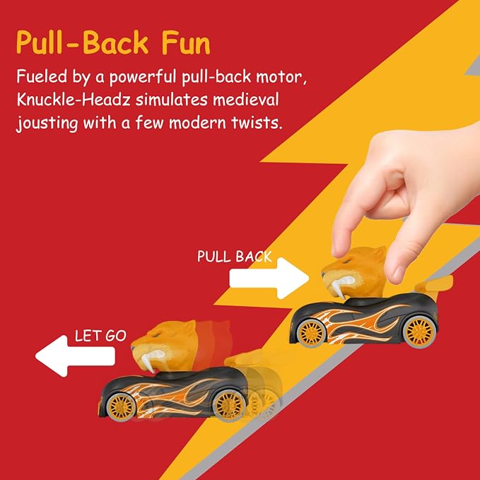 Knuckle Headz Duo Head Poppin' Quick Shot Pull Back Crash Derby Racers - Finn el Tiburón y Rex el Dinosaurio