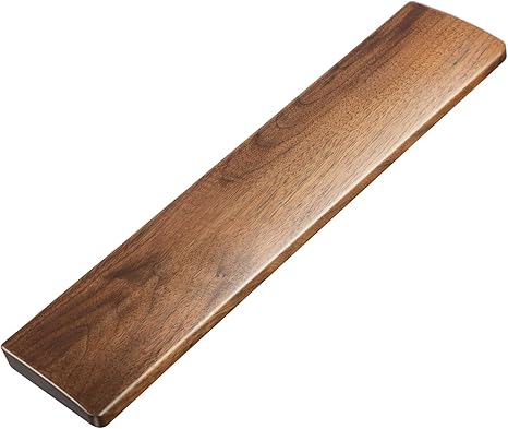 Faluber Reposamuñecas de madera, 43,9 cm de largo y 20 mm de grosor para teclado de tamaño completo, reposamuñonas de madera de nogal, diseño ergonómico para teclado mecánico de juegos