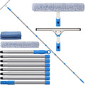 USADO Mitclear Escobilla Limpiavidrios Profesional 10 Pies con Poste Extensible | Kit de Limpieza de Parabrisas y Ventanas con Mango Largo | Interior y Exterior