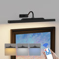 Aplique de pared inalámbrico regulable Craftersmark 16n, con batería recargable de 5000 mAh, luz artística, CRI 95+, 350 lúmenes, ideal para obras de arte, pinturas, fotos y retratos - Negro