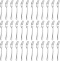 Pleafind Juego de 36 piezas de tenedores de ensalada (18 cm), juego de tenedores de acero inoxidable plateados, juego de tenedores de postre pulidos en espejo al por mayor, tenedores pequeños de metal