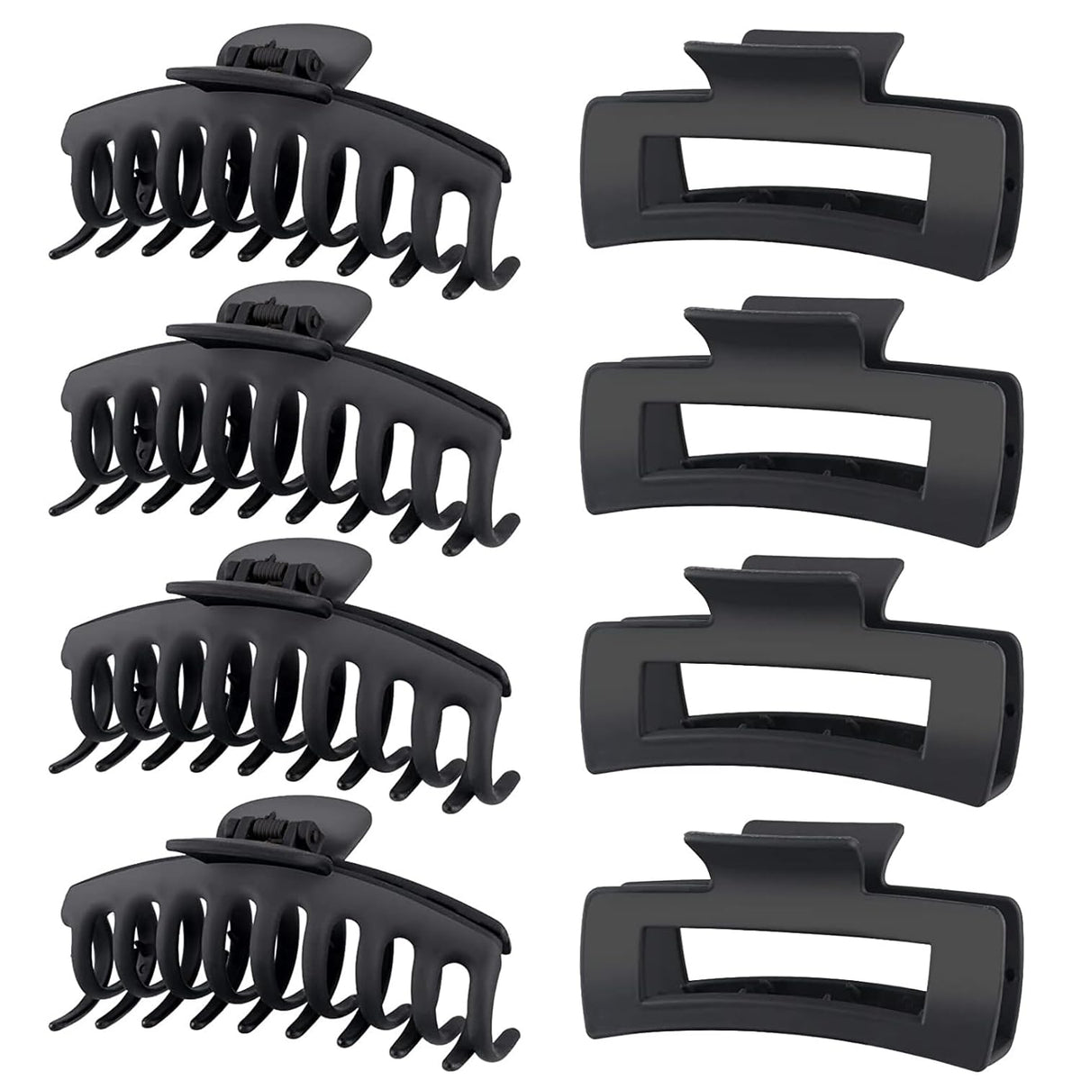 Set de 8 Ganchos para Cabello TOCESS - Grandes, Negros y Antideslizantes