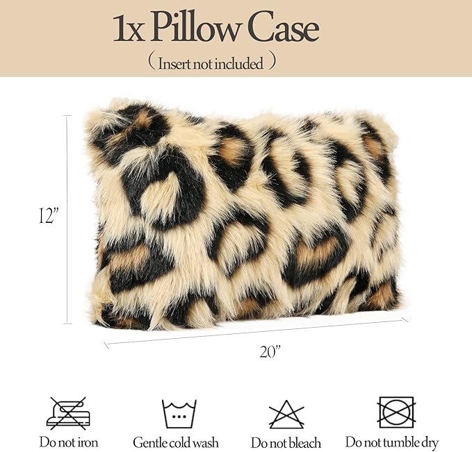 Funda de Almohada Decorativa Estampado Leopardo INSMEER | Piel Sintética | 30x50 cm