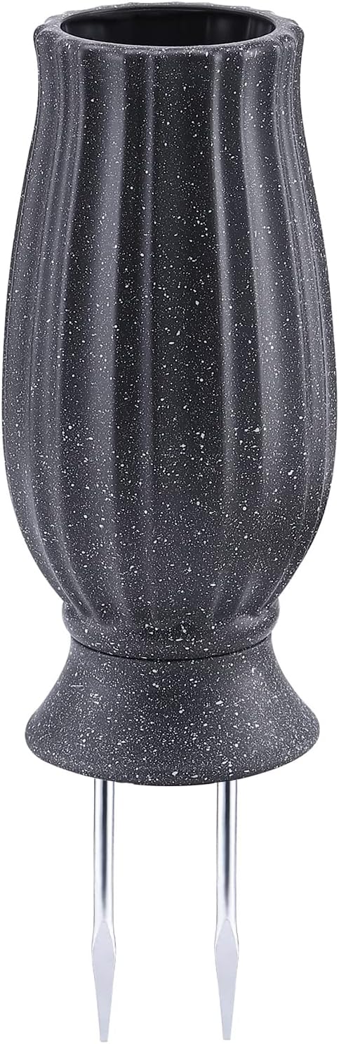 Jarrón de cementerio Bocola con estaca de metal -Soporte para flores de lápidas con orificio de drenaje para flores artificiales- Decoraciones para tumbas, monumentos conmemorativos, condolencias por la pérdida de seres queridos