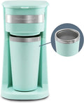 Elite Gourmet EHC113M Cafetera compacta personal de una sola porción, incluye taza térmica de viaje de acero inoxidable de 14 oz