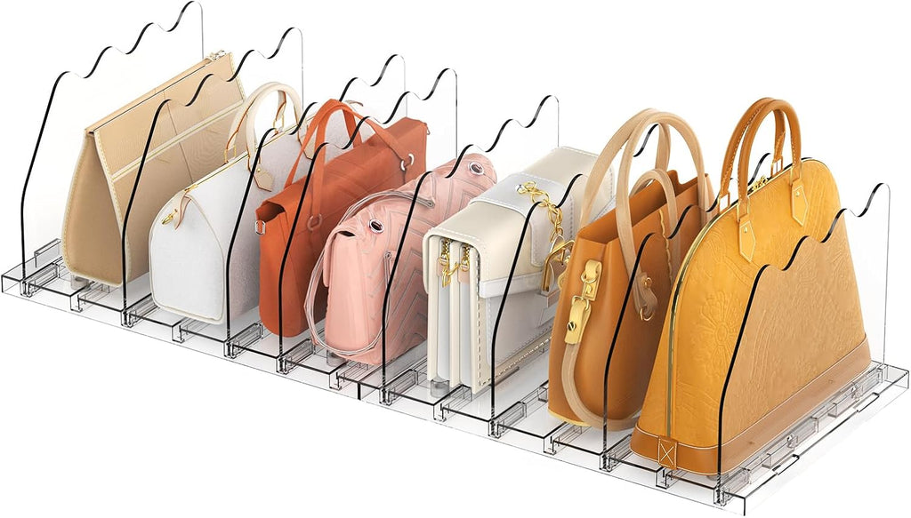 Ronlap Organizador de Bolsos para Closet 2 Piezas | Divisores Transparentes para Carteras | Separadores de Estante para Organizacion del Armario