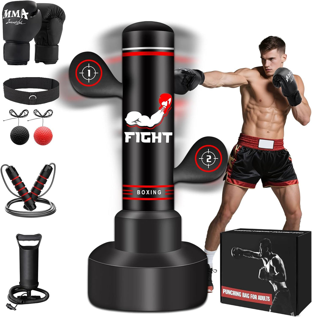 USADO-Saco de boxeo pesado para adultos y adolescentes, saco de boxeo con guantes y bomba