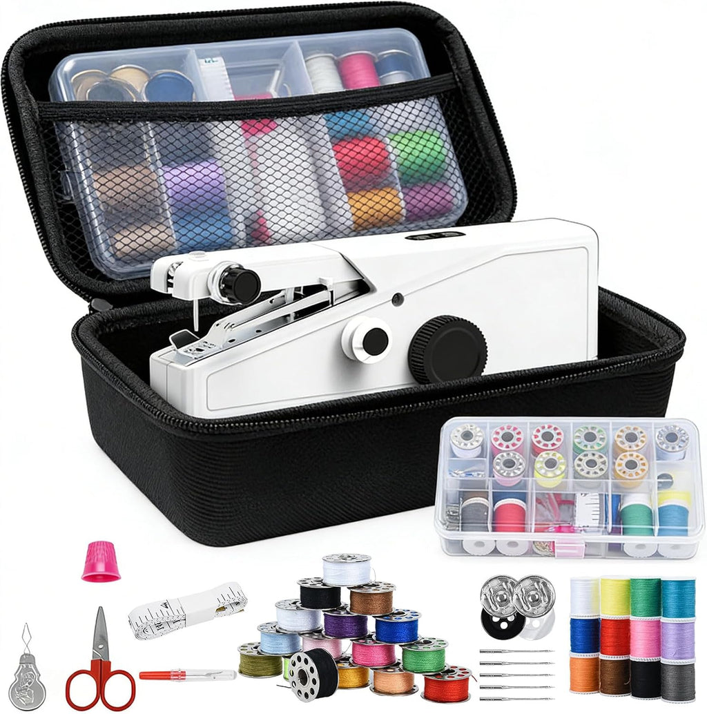 Maquina de Coser de Mano para Principiantes | Portatil Inalambrica, Una Velocidad, para Reparaciones DIY con Accesorios