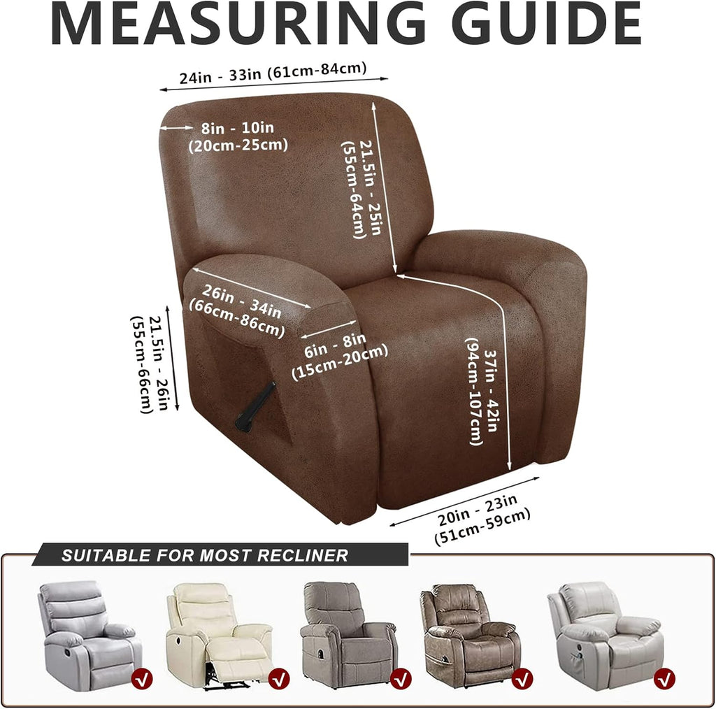 ANARACHON Fundas para Sillas Reclinables Tipo Cuero, 4 Piezas Funda para Sillón Reclinable Lazy Boy, Protector de Muebles - Funda Suave Lavable para Sofá para Mascotas y Niños (Marrón)