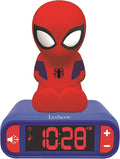 LEXiBOOK Reloj Despertador Digital Spider-Man | Luz Nocturna, Snooze y Efectos de Sonido Marvel | Niños | Azul