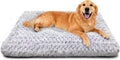 Cama para perros grandes, lavable y duradera, de felpa de lujo, suave y cómoda, para jaulas de perros de razas grandes, jumbo, medianas y pequeñas, 89 x 58 cm (XL), gris claro.