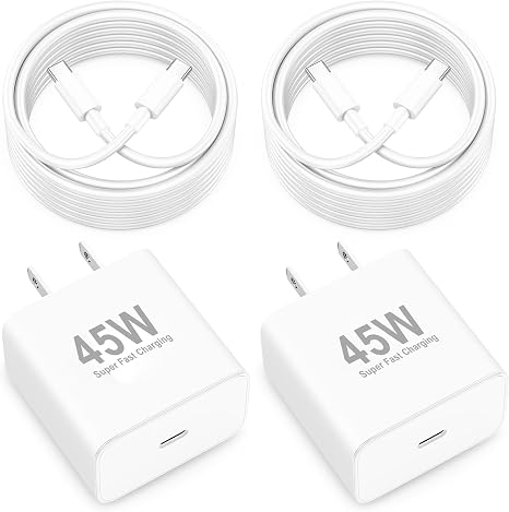 Cargador rápido USB C de 45 W para Google Pixel 10 9 8 7 6 5 4 Pro XL Fold | Paquete de 2, cargador para teléfono Pixel de carga súper rápida tipo C, con cable USB-C de 1,8 m/3 m de largo, para sofá, cama, oficina y accesorios de viaje.