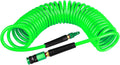 Manguera de Aire Enrollada EADUTY Poliuretano Alta Resistencia 6mm x 7.6m | Ligera, Flexible, con Acople Rápido Universal y Protectores de Curvatura, Verde
