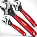 Juego de llaves ajustables SEDY para tubos: llave de boca ancha de 6", 8" y 10" con acabado en óxido negro, mango acolchado, escalas métricas y SAE marcadas con láser, acero CR-V para uso profesional.