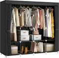 MOGELAFOO Closet Portatil 67'' | Organizador de Ropa con 4 Barras y 8 Estantes, Cubierta de Tela No Tejida (Negro)