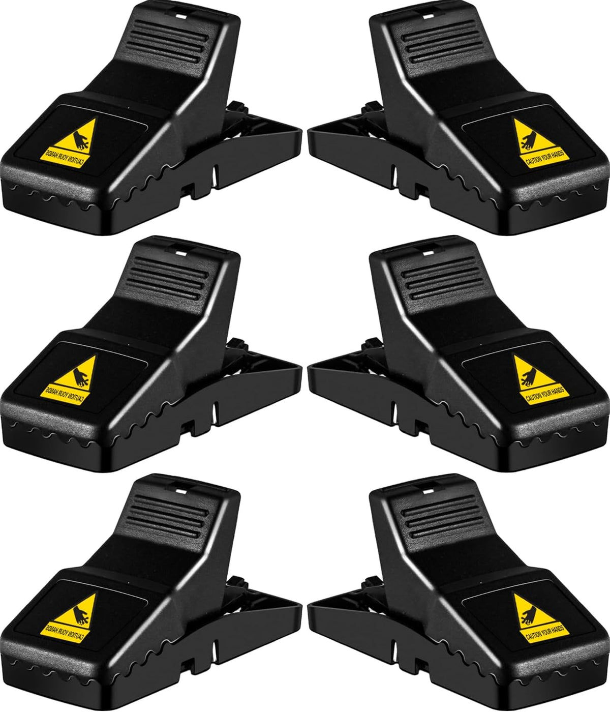 Trampa para Ratas y Ratones Feeke | Pack 6 | Muerte Instantánea | Grande | Reutilizable | Fácil Instalación | Color Negro | 1 Pack