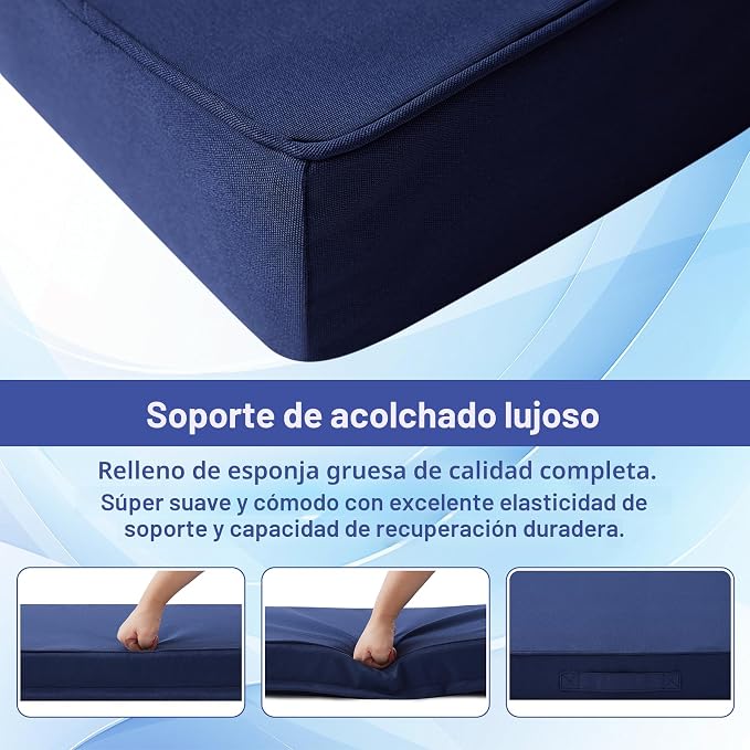 Juego de 4 cojines para sillas de exterior, cojines impermeables para sillas de patio, 19 x 19 x 3 pulgadas, cojín de patio para muebles de exterior, cojín de asiento al aire libre