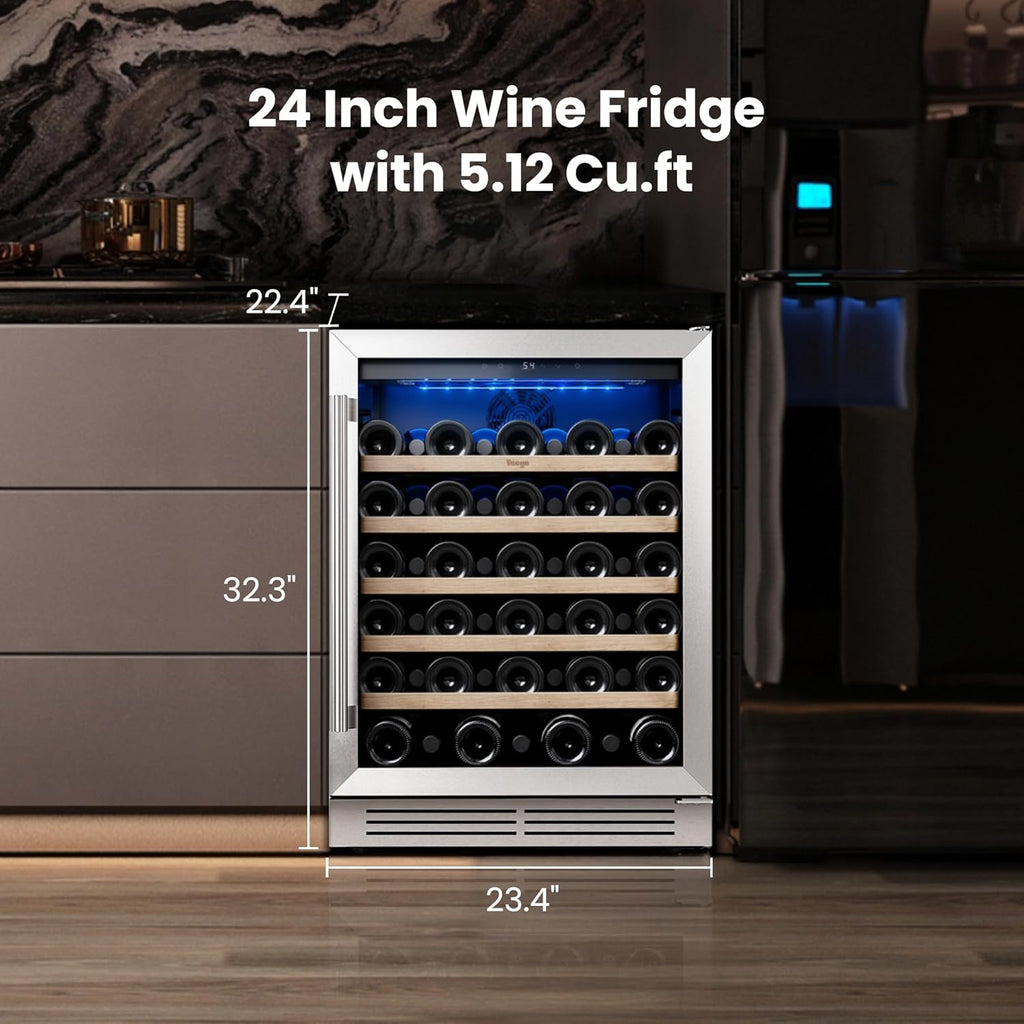 Nevera para vinos Yeego - Nevera para vinos de 24 pulgadas con capacidad para 47 botellas