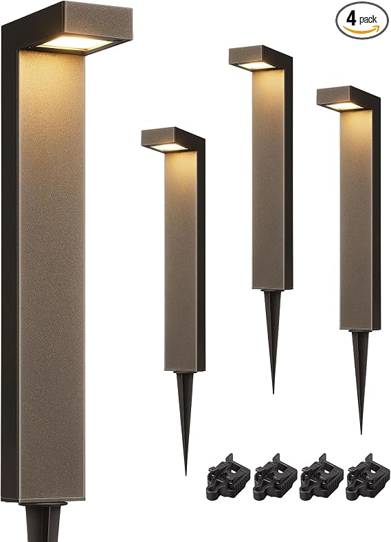 EDISHINE Luces de camino de bajo voltaje con cable, 3000K 3.2W 50,000 horas LED impermeables para exteriores