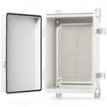 Caja de conexiones QILIPSU IP67, carcasa eléctrica de plástico impermeable para exteriores, resistente a la intemperie, con placa de montaje, soportes de pared y tapa gris con bisagras, 11,2" x 7,7" x 5,1".