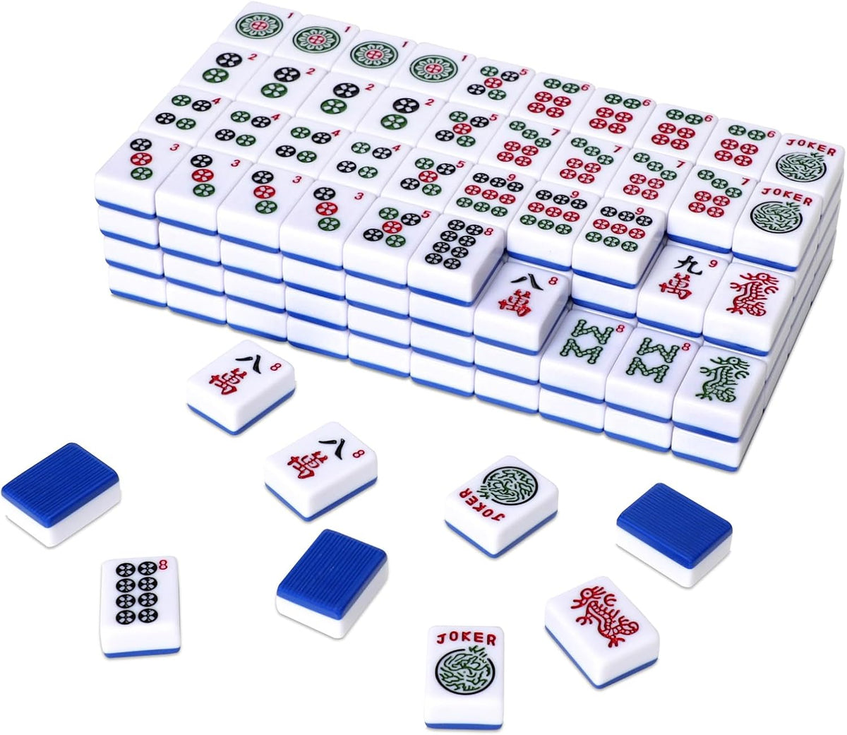 Juego de fichas de mahjong americano TIASUSAN con 166 fichas de reverso azul marino (1,2", solo fichas)