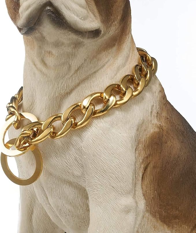 Collar para perros Gold Dog Collar Strong NK P Chain de acero inoxidable resistente para paseos y entrenamiento de perros pequeños, medianos y grandes