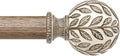 Barra de cortina de madera estilo bohemio, 1 pulgada, decorativa, ajustable, resistente, para ventanas de 48 a 84 pulgadas, barras rústicas para cortinas con remates de hojas de imitación de madera envejecida hechos a mano.