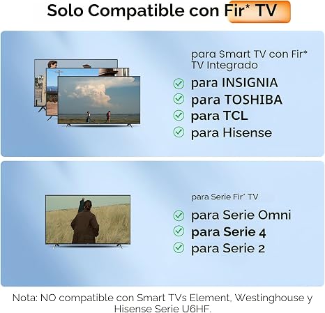 Control Remoto de Repuesto para Fire Smart TV | Compatible con Insignia, Toshiba, TCL, Hisense | Control de Voz y Configuración Simple