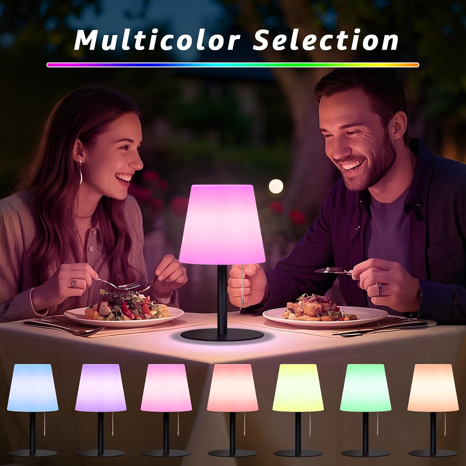 Lámpara de mesa solar inalámbrica uuffoo con LED, regulable en color blanco cálido/RGB, para exteriores, recargable por USB/solar, IP54, ideal para patio, camping, restaurante, jardín, terraza (negra).