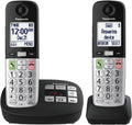 USADO-Teléfono Inalámbrico Panasonic | Fácil de Usar con Pantalla Grande y Botones Grandes | Tecla de Favoritos, Linterna, Bloqueo de Llamadas, Identificador Parlante | 2 Auriculares