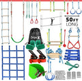 Dripex Ninja Slackline Kit de 2 x 15 m/50 Pies, Ninja Warrior para Niños Carrera de obstáculos, Entrenamiento de Slackline con Accesorios Completos para niños
