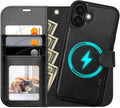 OCASE - Funda tipo cartera desmontable con tarjetero para iPhone 17, 2 en 1, de piel sintética, con función atril, bloqueo RFID, correa para la muñeca, a prueba de golpes, 6,3 pulgadas (2025), color negro 