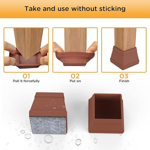 16 protectores cuadrados para patas de silla, fundas de silicona para patas de silla, protectores de patas de muebles con fieltro, almohadilla móvil para patas de mesa, protege el suelo de arañazos.