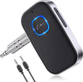 COMSOON Bluetooth Receiver for Car, 3.5mm AUX Bluetooth Car Adapter | Noise Cancelling, Wireless Audio Receiver for Home Stereo/Wired Headphones, Hands-Free Call, 16H Battery Life, Black+Silver