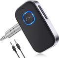 Receptor Bluetooth COMSOON para coche, adaptador Bluetooth AUX de 3,5 mm con cancelación de ruido, receptor de audio inalámbrico para estéreo doméstico/auriculares con cable, llamadas manos libres, 16 horas de duración de la batería - Negro + Plata