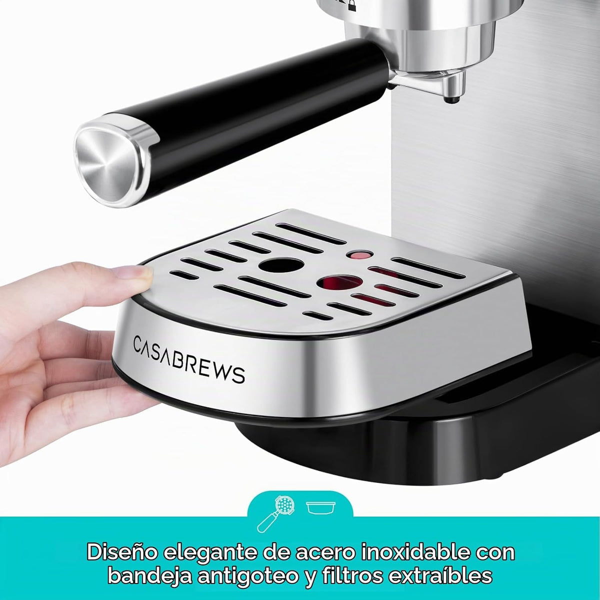 CASABREWS Máquina de café espresso de 20 barras, cafetera profesional con espumador de leche, máquina de café espresso compacta con depósito de agua extraíble de 34 onzas para capuchino