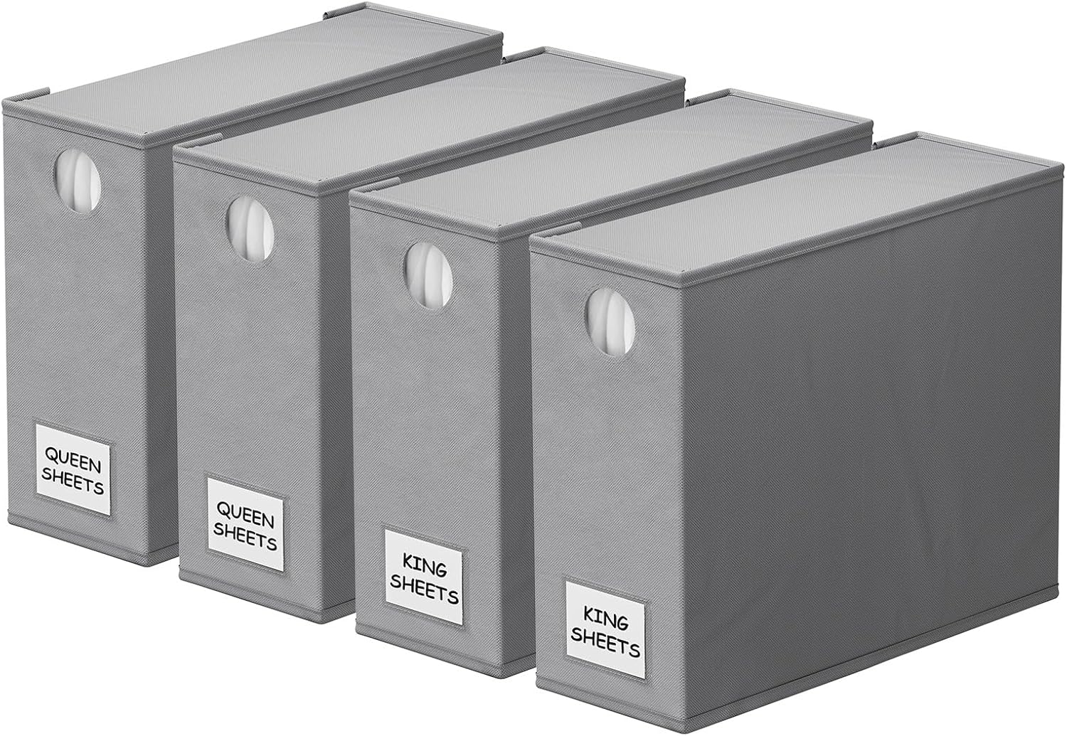 Organizadores de Sábanas SpaceAid Pack 4 – Plegables XL con Ventana para Closet, Queen y King (Gris)