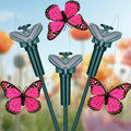 Tujoe 3 Estacas de jardín con mariposas decorativas, mariposas voladoras solares que revolotean, resistentes al agua, para decoración de exteriores, jardines y caminos, también funcionan con pilas (rosa).