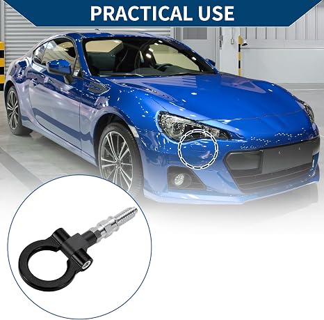 Gancho de remolque/universal para parachoques delantero de coche, gancho de remolque giratorio de metal duradero, 7.3 in, 0.118 in, 1 unidad, color negro