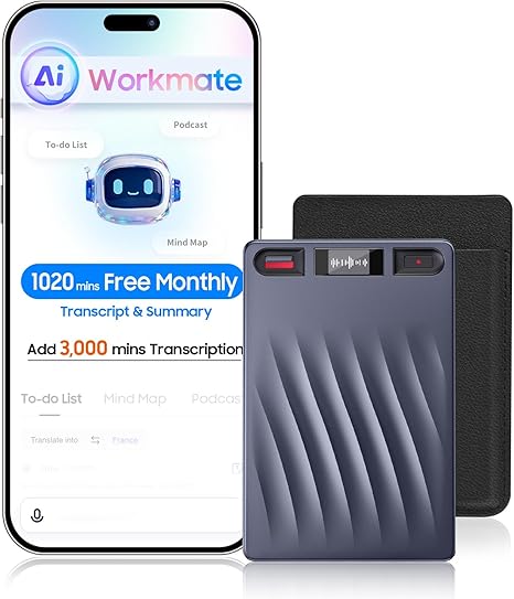 RECPOINT Grabadora de Voz con IA – Transcripción Automática, 64GB, 30H de Batería y Cancelación de Ruido