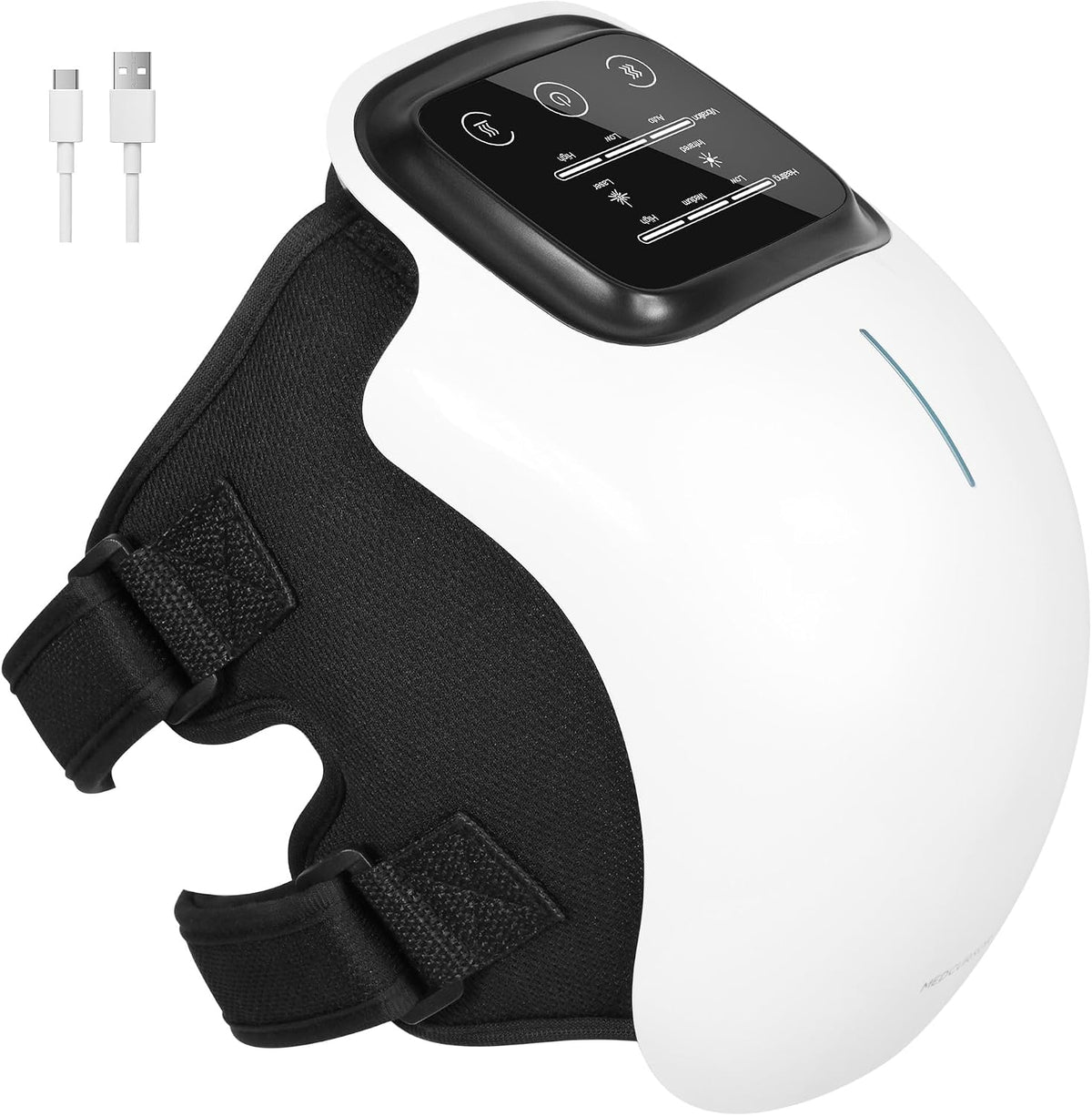 Masajeador de Rodilla Medcursor Inalámbrico con Calor – 3 Niveles de Calor, 3 Modos de Vibración, Pantalla LED y Correas Ajustables
