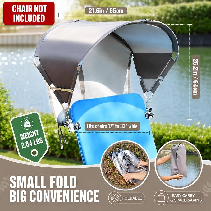 Sombrilla Universal para Silla con Pinza | Toldo Plegable Portátil UPF 50+ | Playa, Camping y Jardín
