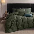 MooMee Duvet Cover Set 100% Extra Long Staple Cotton 600 Thread Count Silky Sateen Smooth Luxury Soft Breathable Durable Hotel Quality Bedding, 3 Pieces (Olive Green, King 104"x90")