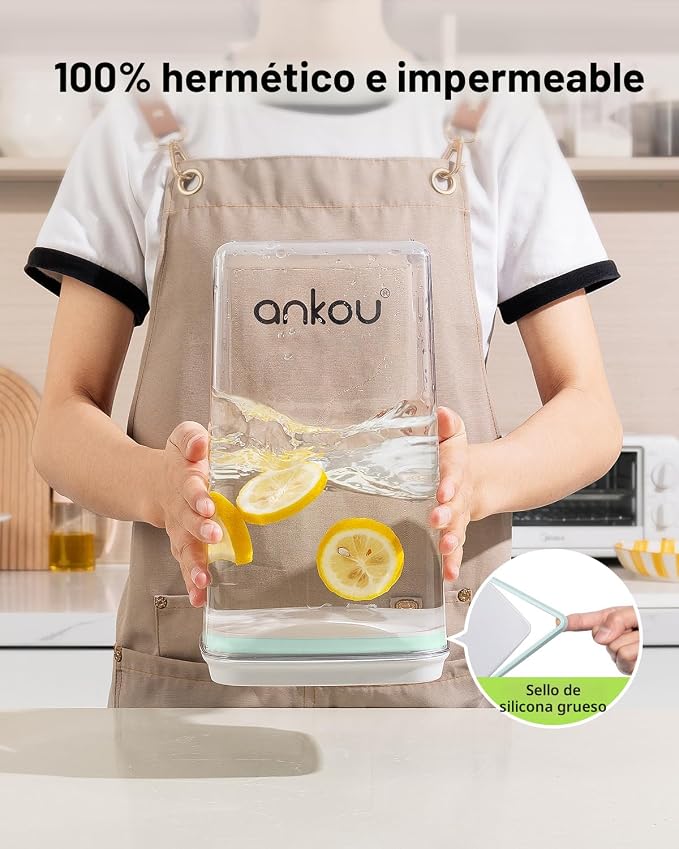 Contenedores Herméticos Ankou | Pack 2 x 4L | Tapa Pop | Sin BPA | Apilables | Organizador de Despensa | ⚠️ Sin Cuchara Medidora