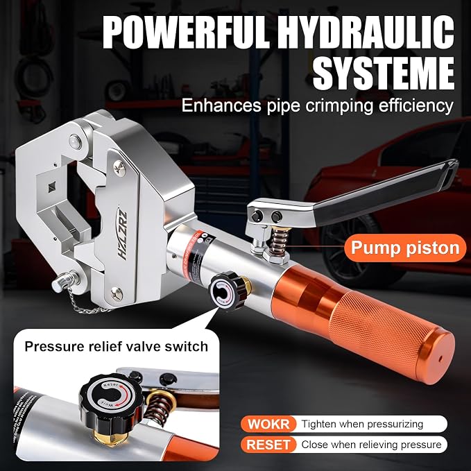 HZLZRZ Herramienta hidráulica eléctrica profesional para manguera de CA con 7 troqueles, diseño Hydra-Krimp para aire acondicionado