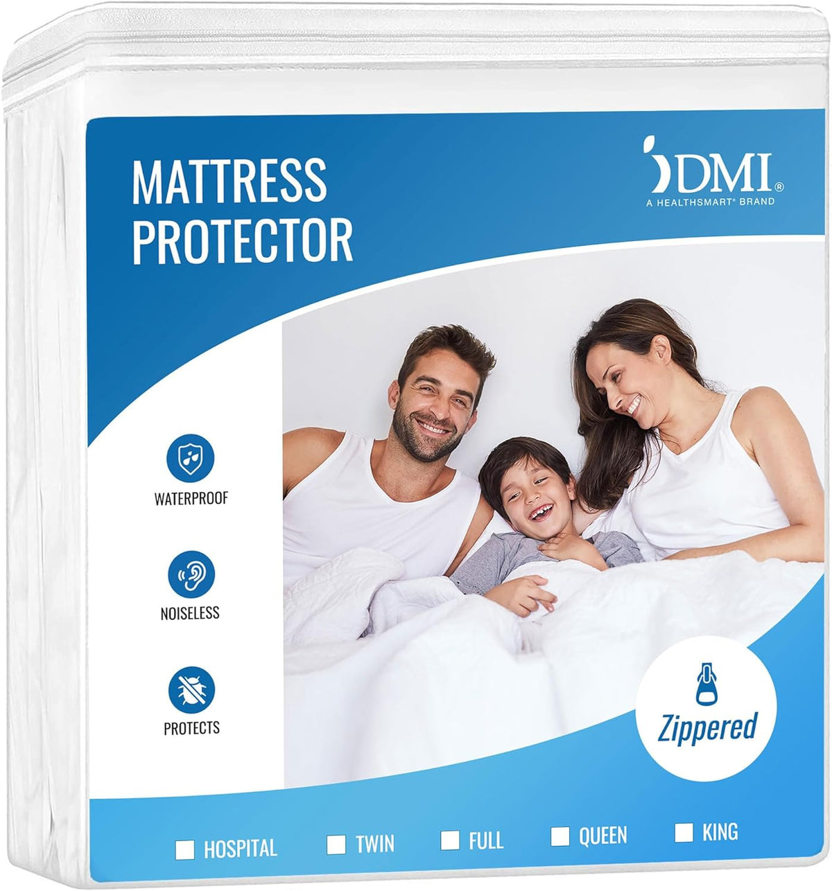 Funda Protector de Colchón Impermeable con Cremallera DMI – Cubrecolchón Queen Blanco | Protección Total contra Líquidos y Ácaros
